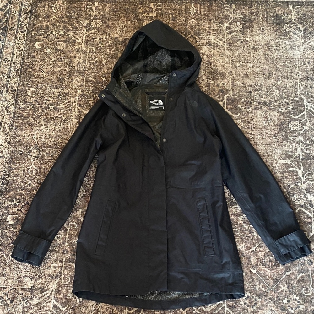North Face black rain jacket